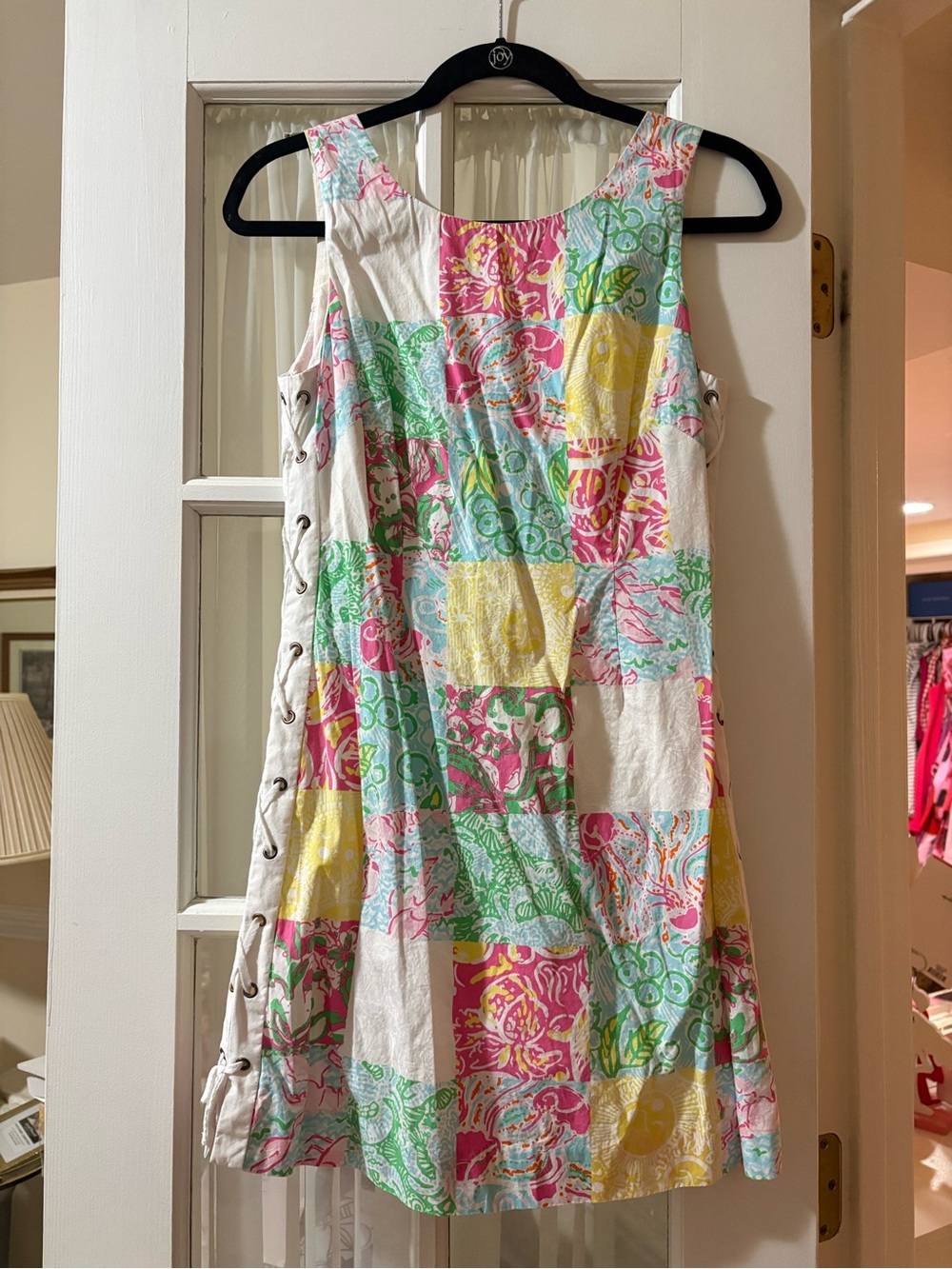 Lilly Pulitzer Patchwork Shift Dress in Pink, Green & Yellow